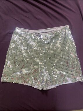 Sequin Party Shorts in Silver